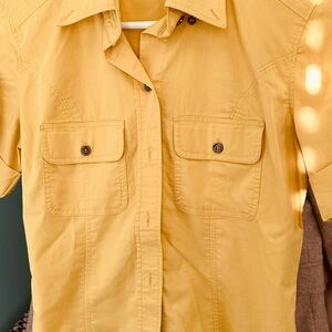 New York & Company Mustard Button-Up Blouse